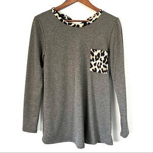 NWOT Lovely Melody Leopard Print Sleeve Top Size L